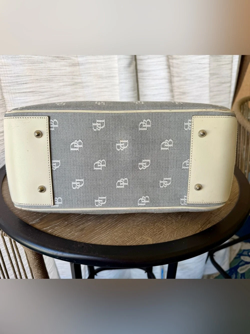 Dooney & Bourke Cream and Gray Monogram Satchel Like New